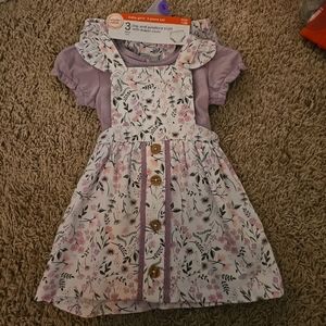 Wonder Nation 3-piece purple top with floral jumper set - NWT